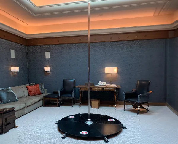 Portable pole stage installed in a Las Vegas event space